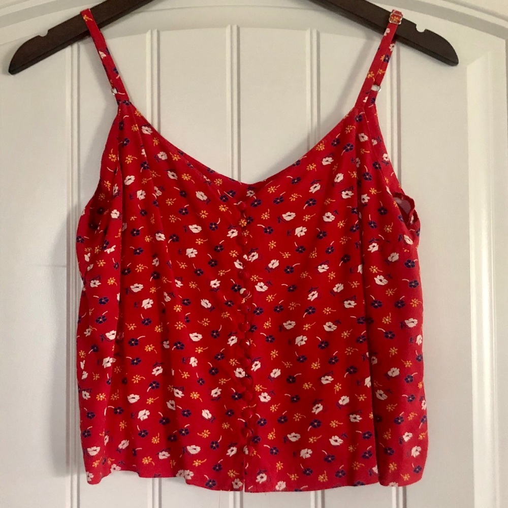 *donating soon*Madewell floral button front tank